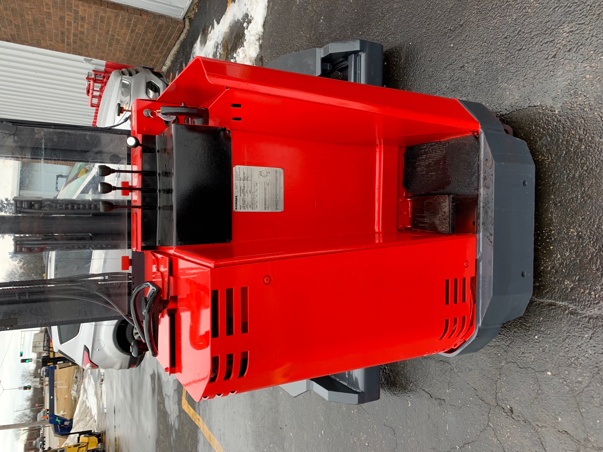 216" lift height red raymond reach truck for sale