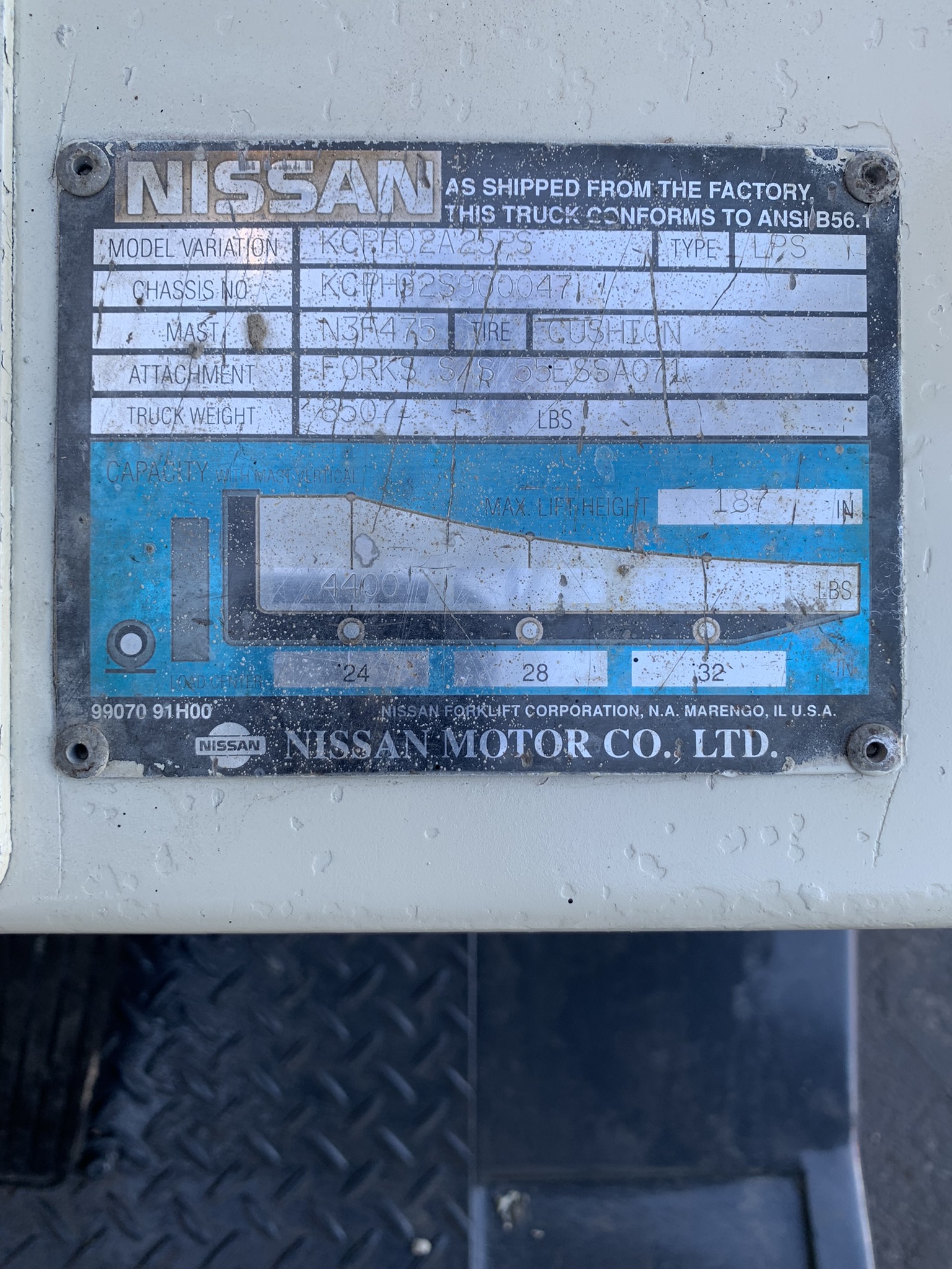Model KCPH02A25PS orange nissan forklift with serial number HCPH02S900047 for sale Model KCPH02A25PS orange nissan forklift with serial number HCPH02S900047 for sale
