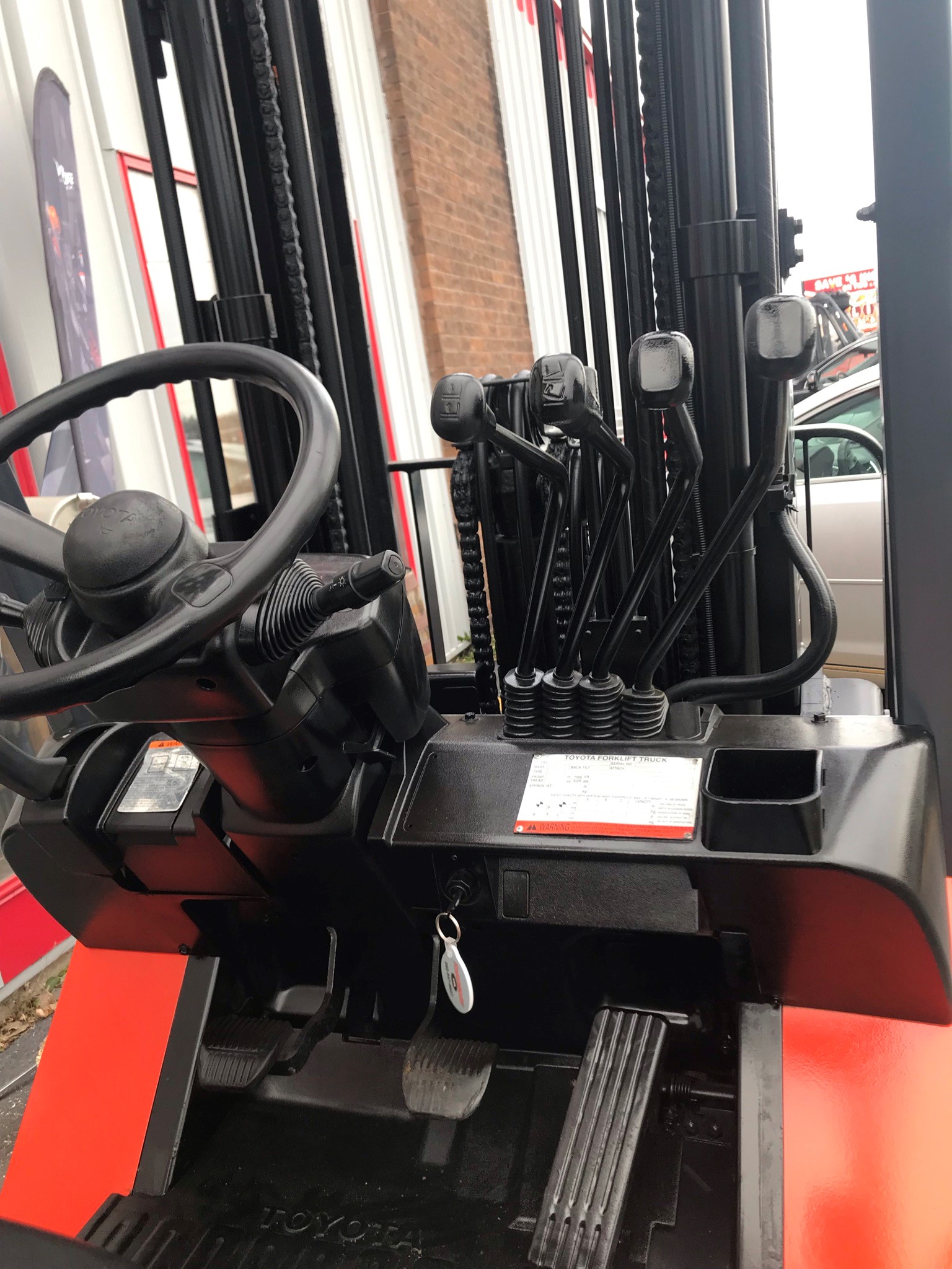 Orange toyota forklift with side shifter for sale